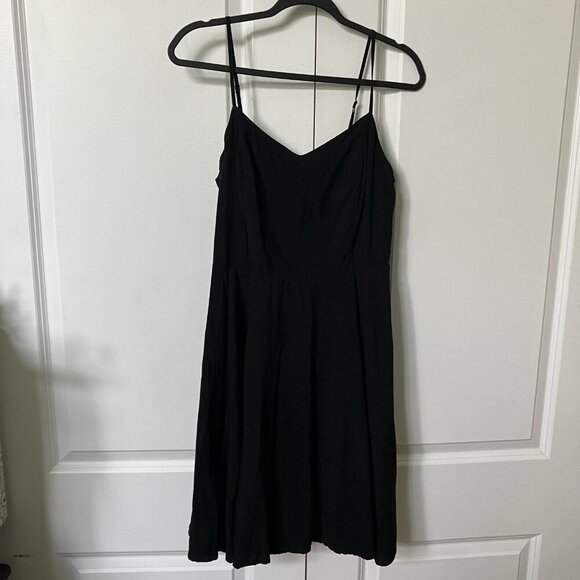 Old Navy Cami Mini Dress Womens L Black Shirred Neutral Swing Rayon - Picture 6 of 10